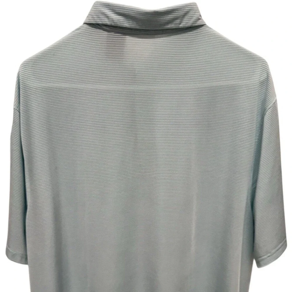 Simply Southern Mens XXL Performance Polo Shirt Aqua Blue‎ Striped Turtle Logo - Picture 5 of 9